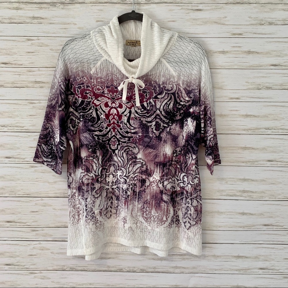 One World Live & Let Live Cowlneck Semi Sheer Top